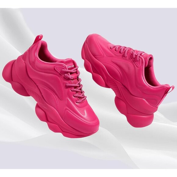 Women's 90s Chunky Sneakers Rope Platform Casual Thick Rave Walking Shoes Pink - Picture 5 of 9